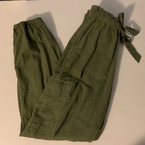 Aerie Army Green Linen Cargo Joggers Size XS
